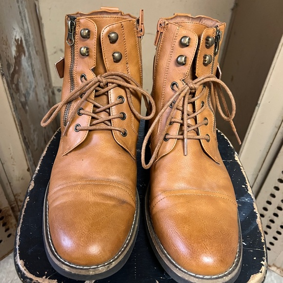 Vepose Mens Ankle Boots Low Heel Lace up Boot Size 9.5 Brown - Picture 2 of 8